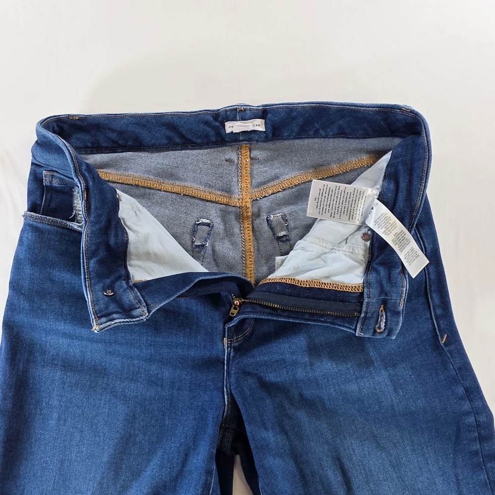 Good American 70s Flare High Rise Jeans 12 31 Distressed Modern Boho Blue - Picture 10 of 11
